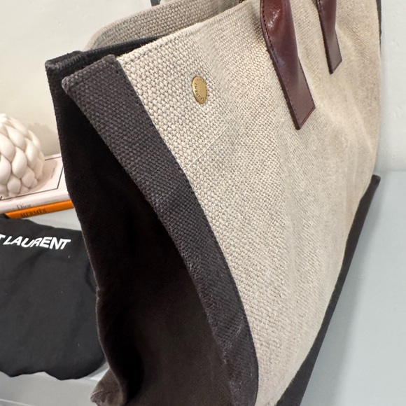 Saint Laurent Rive Gauche Beige and Brown Tote - Picture 3 of 6